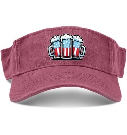 Beer American Flag Caps Sun Visor Hats for Adult Golf Hats with Designs Beach Caps Deep Rose $11.17 Sun Hats