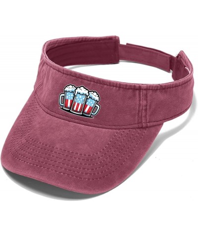 Beer American Flag Caps Sun Visor Hats for Adult Golf Hats with Designs Beach Caps Deep Rose $11.17 Sun Hats