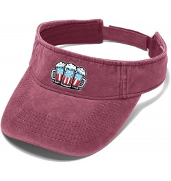 Beer American Flag Caps Sun Visor Hats for Adult Golf Hats with Designs Beach Caps Deep Rose $11.17 Sun Hats