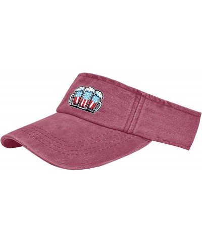 Beer American Flag Caps Sun Visor Hats for Adult Golf Hats with Designs Beach Caps Deep Rose $11.17 Sun Hats