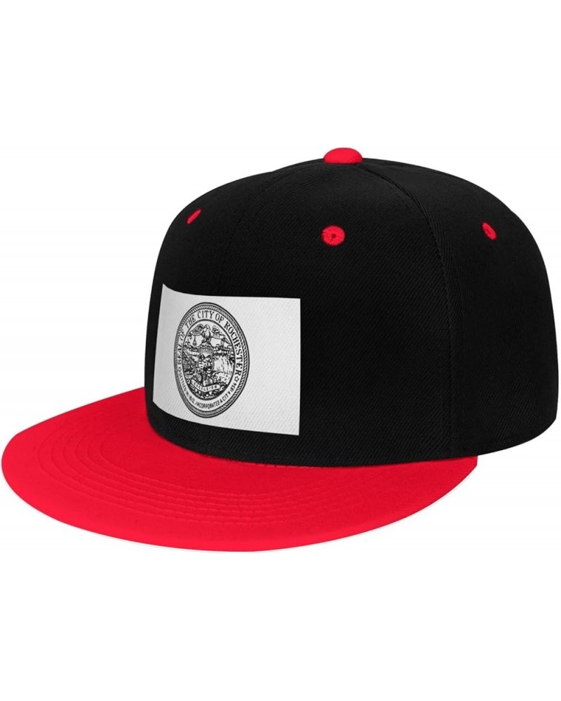 Seal of Rochester, New York Snapback Hat for Men Women Baseball Cap Trucker Flat Bill Hats Dad Caps Red $11.39 Baseball Caps