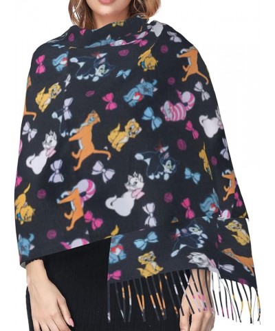 Cartoon Dinosaur Images Print Warm Soft Tassel Scarf Cashmere Shawl For Women Fashion Season Winter Shawl Gift Cartoon Cat $1...