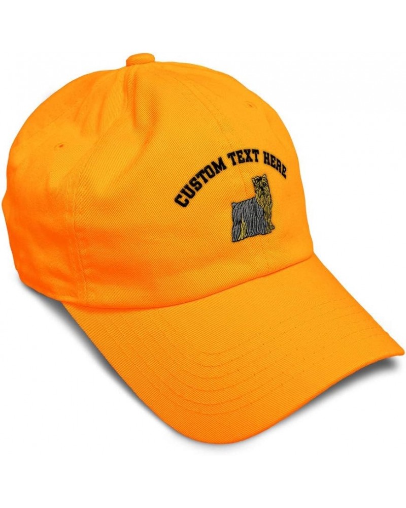 Soft Baseball Cap Yorkshire Terrier Embroidery Dogs Breed Cotton Sideview Dad Hats for Men & Women Orange Personalized Text H...