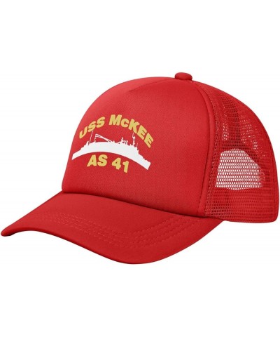 USS Mckee As 41 Baseball Cap Canvas Mesh-Back Cap Red $13.28 Baseball Caps