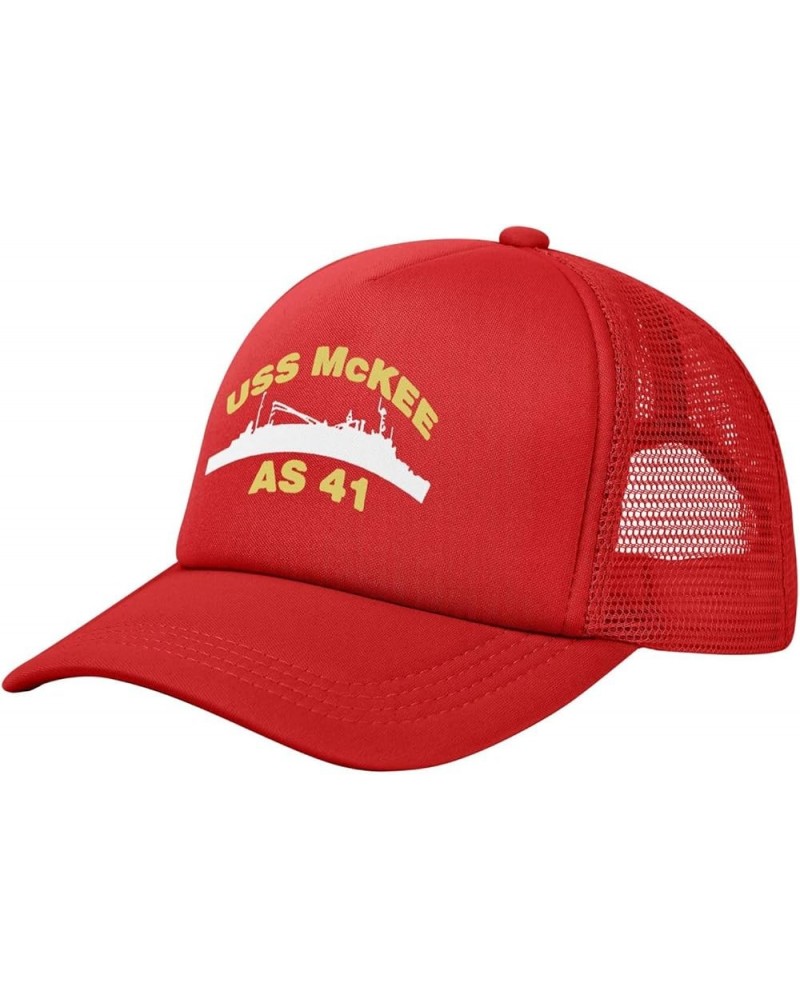 USS Mckee As 41 Baseball Cap Canvas Mesh-Back Cap Red $13.28 Baseball Caps