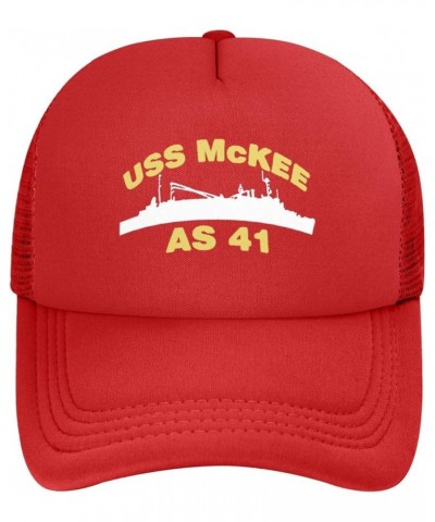 USS Mckee As 41 Baseball Cap Canvas Mesh-Back Cap Red $13.28 Baseball Caps