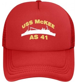 USS Mckee As 41 Baseball Cap Canvas Mesh-Back Cap Red $13.28 Baseball Caps