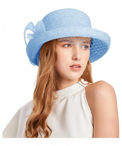 Womens 1920s Vintage Wool Cloche Bucket Bowler Hat Winter for Adults Women Lady Girls Christmas Halloween Light Blue $8.47 Fe...