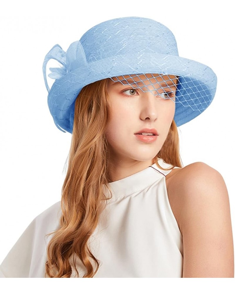 Womens 1920s Vintage Wool Cloche Bucket Bowler Hat Winter for Adults Women Lady Girls Christmas Halloween Light Blue $8.47 Fe...