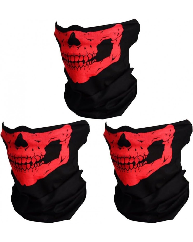 3 Pack Skull Bandanas for Men Neck Gaiters for Women Motorcycle Face Mask Sun Dust Protection Seamless Scarf Balaclava 3 Pack...