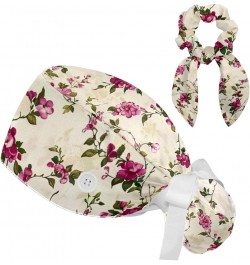 Scrub Cap Nurse Doctor Hat Pink Flowers Medical Hat with Buttons Bowknot Hair Bow Tie Color 7 $9.68 Skullies & Beanies