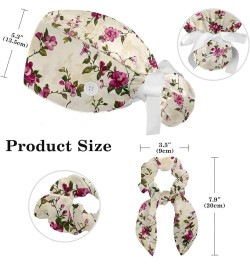 Scrub Cap Nurse Doctor Hat Pink Flowers Medical Hat with Buttons Bowknot Hair Bow Tie Color 7 $9.68 Skullies & Beanies