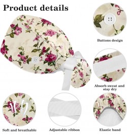 Scrub Cap Nurse Doctor Hat Pink Flowers Medical Hat with Buttons Bowknot Hair Bow Tie Color 7 $9.68 Skullies & Beanies