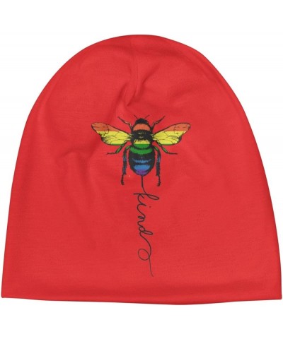 Bee Kind LGBT Beanie Hat Men Winter Warm Hat Women Knit Stocking Hat Slouchy Skull Cap Hedging Hat Black Red $10.55 Skullies ...