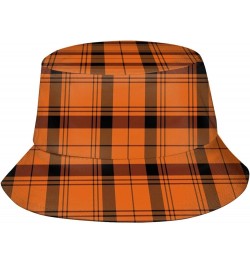 Halloween Pumpkin Plaid Bucket Hat Summer Beach Sun Hat Packable Fisherman Cap Travel Hat for Women Men Plaid-4 $11.74 Bucket...