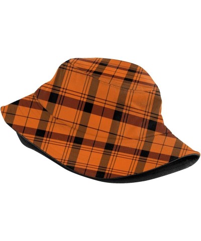 Halloween Pumpkin Plaid Bucket Hat Summer Beach Sun Hat Packable Fisherman Cap Travel Hat for Women Men Plaid-4 $11.74 Bucket...