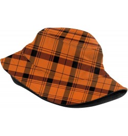 Halloween Pumpkin Plaid Bucket Hat Summer Beach Sun Hat Packable Fisherman Cap Travel Hat for Women Men Plaid-4 $11.74 Bucket...