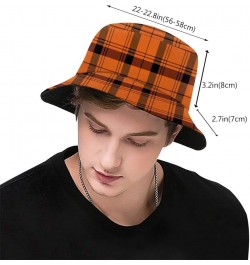 Halloween Pumpkin Plaid Bucket Hat Summer Beach Sun Hat Packable Fisherman Cap Travel Hat for Women Men Plaid-4 $11.74 Bucket...