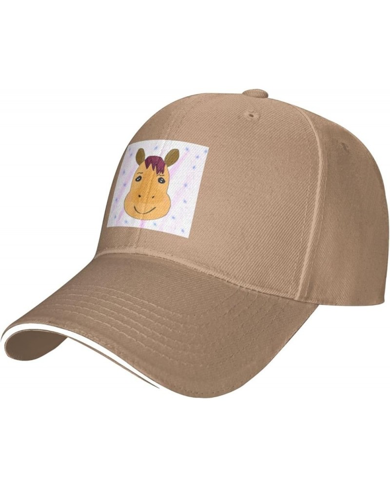 Cartoon Horse Head Picture Casual General Baseball Cap Black : Comfortable, Light Natural $13.07 Baseball Caps