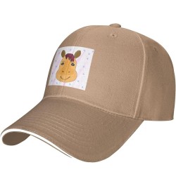 Cartoon Horse Head Picture Casual General Baseball Cap Black : Comfortable, Light Natural $13.07 Baseball Caps