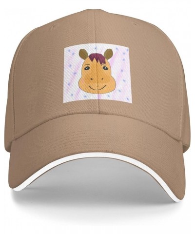 Cartoon Horse Head Picture Casual General Baseball Cap Black : Comfortable, Light Natural $13.07 Baseball Caps