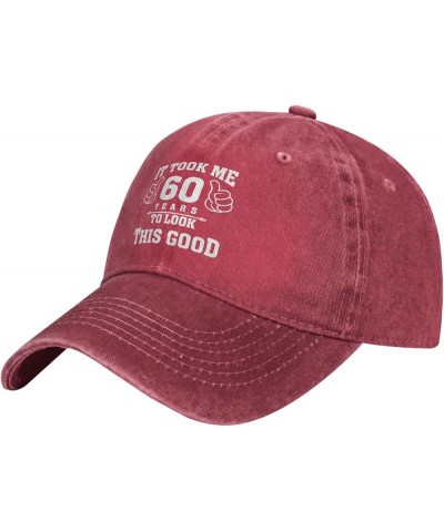 It Took Me 60 Years to Look This Good Cowboy Hat Men Baseball Cap Hats for Women Dad Hat Adjustable Trucker Hat Black Red $11...