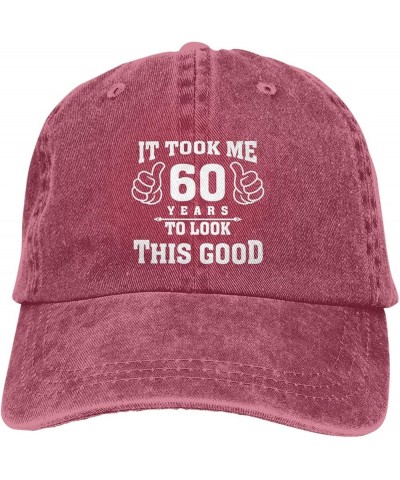 It Took Me 60 Years to Look This Good Cowboy Hat Men Baseball Cap Hats for Women Dad Hat Adjustable Trucker Hat Black Red $11...