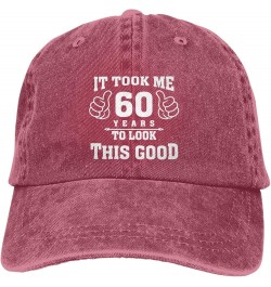 It Took Me 60 Years to Look This Good Cowboy Hat Men Baseball Cap Hats for Women Dad Hat Adjustable Trucker Hat Black Red $11...