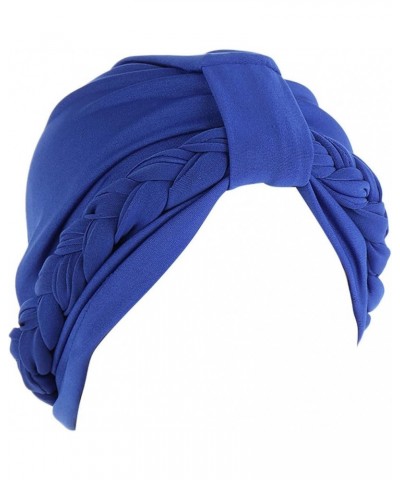 Women Braid Turban Hats Cancer Cap Hair Bonnet Head Scarf Wrap Cover Hat Women Turban Hat Blue $8.72 Skullies & Beanies