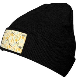 Pineapple Pattern Print Beanie Hat Knitted Cap for Men Women,Thin Warm Knit Slouchy Ski Cap Winter Hip Hop Black $9.25 Skulli...