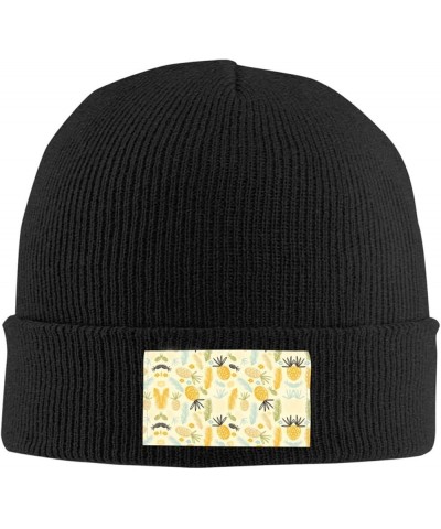 Pineapple Pattern Print Beanie Hat Knitted Cap for Men Women,Thin Warm Knit Slouchy Ski Cap Winter Hip Hop Black $9.25 Skulli...