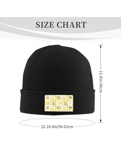 Pineapple Pattern Print Beanie Hat Knitted Cap for Men Women,Thin Warm Knit Slouchy Ski Cap Winter Hip Hop Black $9.25 Skulli...