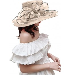 Women's Large Brim Fascinators Hat Cocktail Tea Party Sunshade Bowler Hat Organza Sun Cap Light-Weight Beige $9.27 Baseball Caps