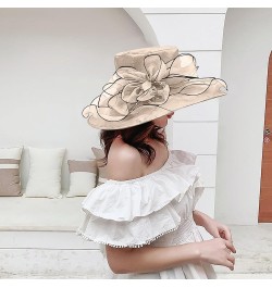 Women's Large Brim Fascinators Hat Cocktail Tea Party Sunshade Bowler Hat Organza Sun Cap Light-Weight Beige $9.27 Baseball Caps