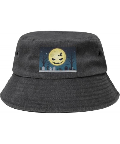 Spooky Halloween Scenery Map Bucket Hat for Women Men Summer Travel Sun Hat Outdoor Cap Funny Bucket Hats Black $12.23 Bucket...