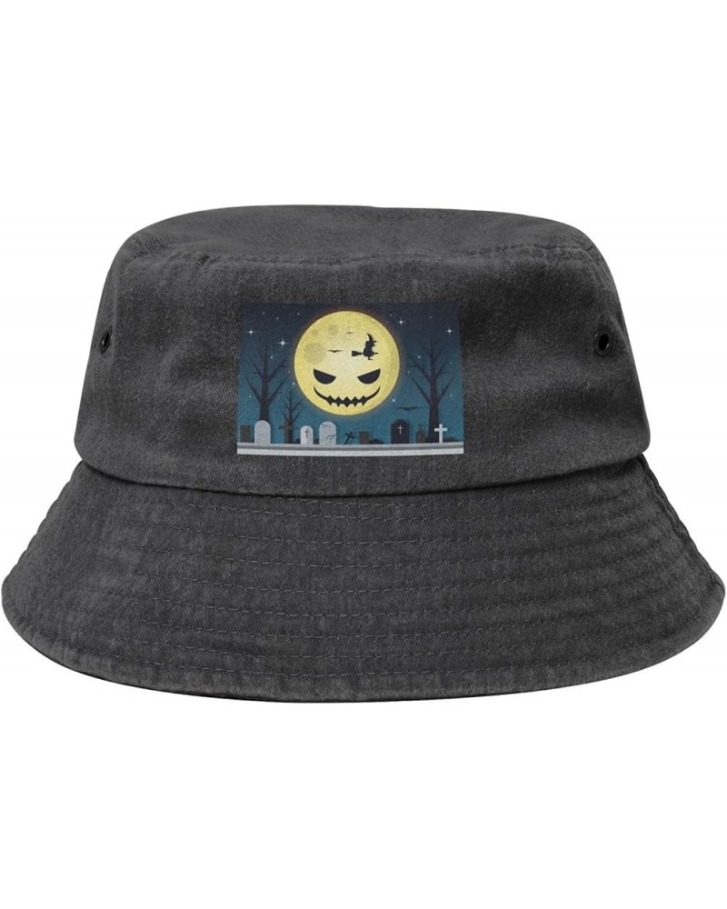 Spooky Halloween Scenery Map Bucket Hat for Women Men Summer Travel Sun Hat Outdoor Cap Funny Bucket Hats Black $12.23 Bucket...