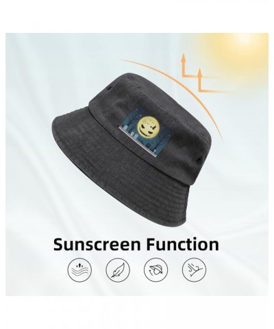 Spooky Halloween Scenery Map Bucket Hat for Women Men Summer Travel Sun Hat Outdoor Cap Funny Bucket Hats Black $12.23 Bucket...