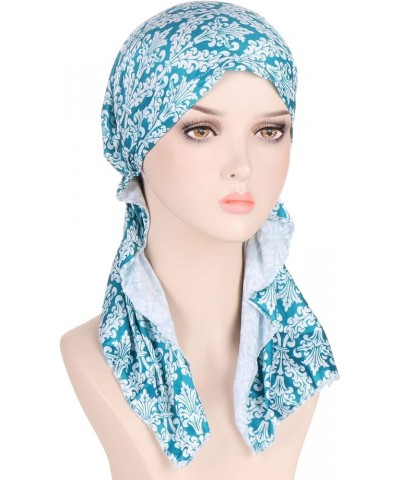 Women Turbans Chemo Headwear Caps Turbans Hijab for Women Cancer Headwear Hijab Cap Light Blue $6.37 Skullies & Beanies