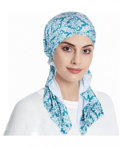 Women Turbans Chemo Headwear Caps Turbans Hijab for Women Cancer Headwear Hijab Cap Light Blue $6.37 Skullies & Beanies