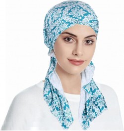 Women Turbans Chemo Headwear Caps Turbans Hijab for Women Cancer Headwear Hijab Cap Light Blue $6.37 Skullies & Beanies