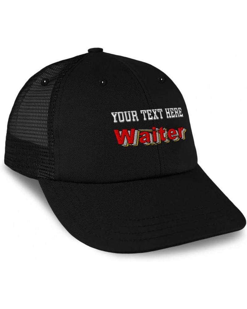 Custom Custom Trucker Hat Baseball Cap Waiter Restaurant Cotton Bartender Dad Hats for Men & Women Black Personalized Text He...