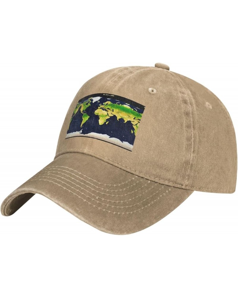 World Map Baseball Cap Adjustable Twill Bulk with Ponytail Hole Washed Dad Hat for Men Women Natural $11.57 Baseball Caps