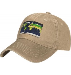 World Map Baseball Cap Adjustable Twill Bulk with Ponytail Hole Washed Dad Hat for Men Women Natural $11.57 Baseball Caps