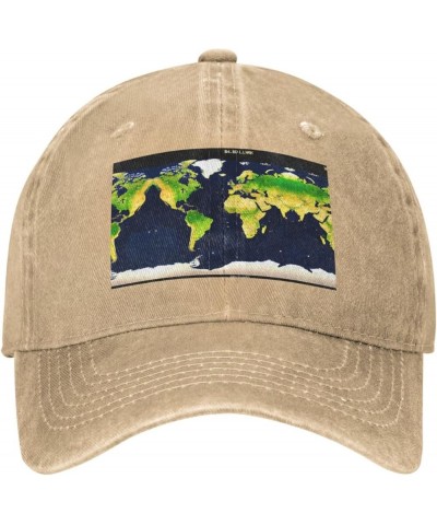 World Map Baseball Cap Adjustable Twill Bulk with Ponytail Hole Washed Dad Hat for Men Women Natural $11.57 Baseball Caps