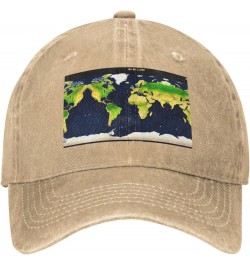 World Map Baseball Cap Adjustable Twill Bulk with Ponytail Hole Washed Dad Hat for Men Women Natural $11.57 Baseball Caps