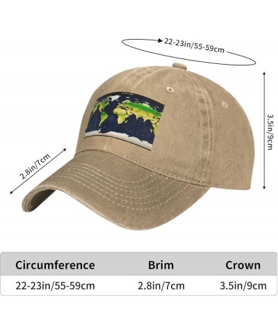 World Map Baseball Cap Adjustable Twill Bulk with Ponytail Hole Washed Dad Hat for Men Women Natural $11.57 Baseball Caps