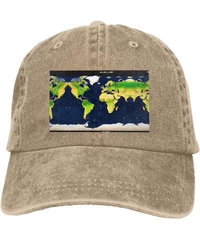 World Map Baseball Cap Adjustable Twill Bulk with Ponytail Hole Washed Dad Hat for Men Women Natural $11.57 Baseball Caps