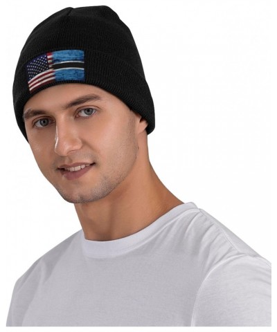 Us Botswana America Flag Fashionable Knitted Hats Cozy Elegance for Men Women7 Black $12.71 Skullies & Beanies