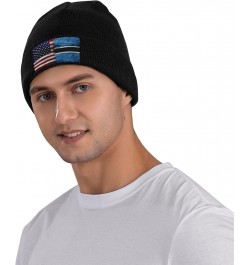 Us Botswana America Flag Fashionable Knitted Hats Cozy Elegance for Men Women7 Black $12.71 Skullies & Beanies