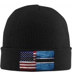 Us Botswana America Flag Fashionable Knitted Hats Cozy Elegance for Men Women7 Black $12.71 Skullies & Beanies